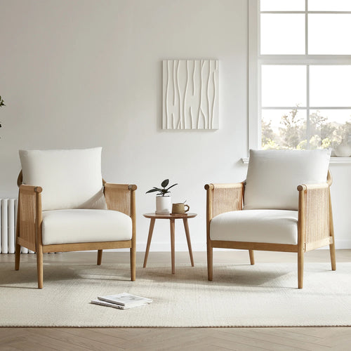 Modern Accent Chair, Braid Armchair Living Room Chair, Cream