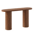55'' Tambour Console Table with Oval Tabletop for Living Room Hallway Foyer Entrance Study