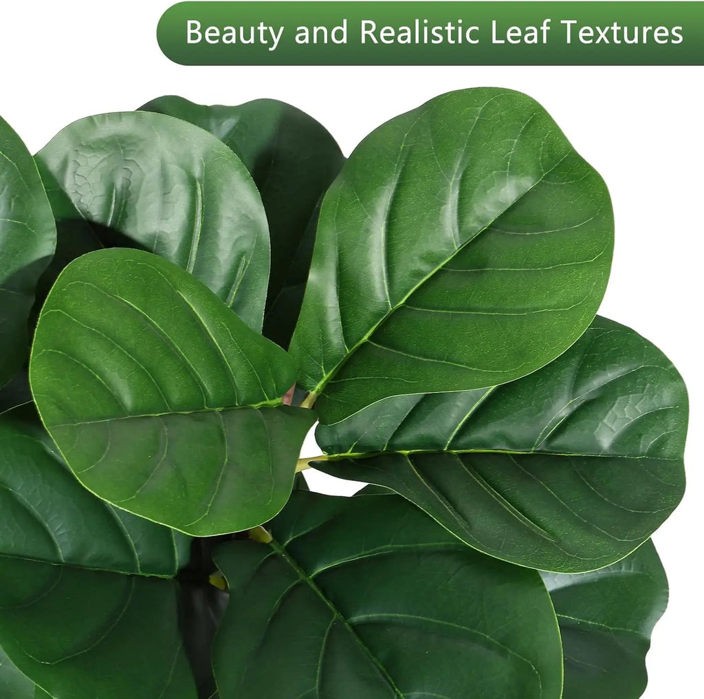 4FT/5FT/6FT/7FT Fiddle Leaf Fig Tree Artificial with Leaves, Realistic Faux Ficus Lyrata Trees in White Planter Pot, Home Decor